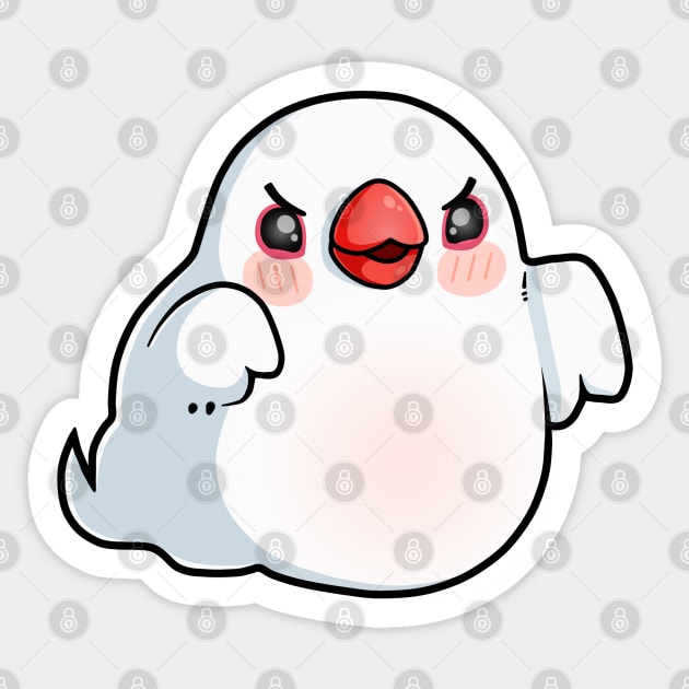 Ghost White Java Finch Bird Sticker by Maryoshi-143